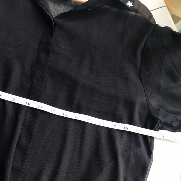 𝅺TOPSHOP black sheer long sleeve sequin collar shirt blouse sz 8 - Picture 8 of 11